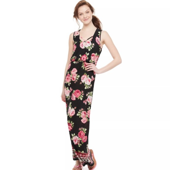 THREE PINK HEARTS FLORAL MAXI DRESS SIZE 2X - Picture 13 of 14